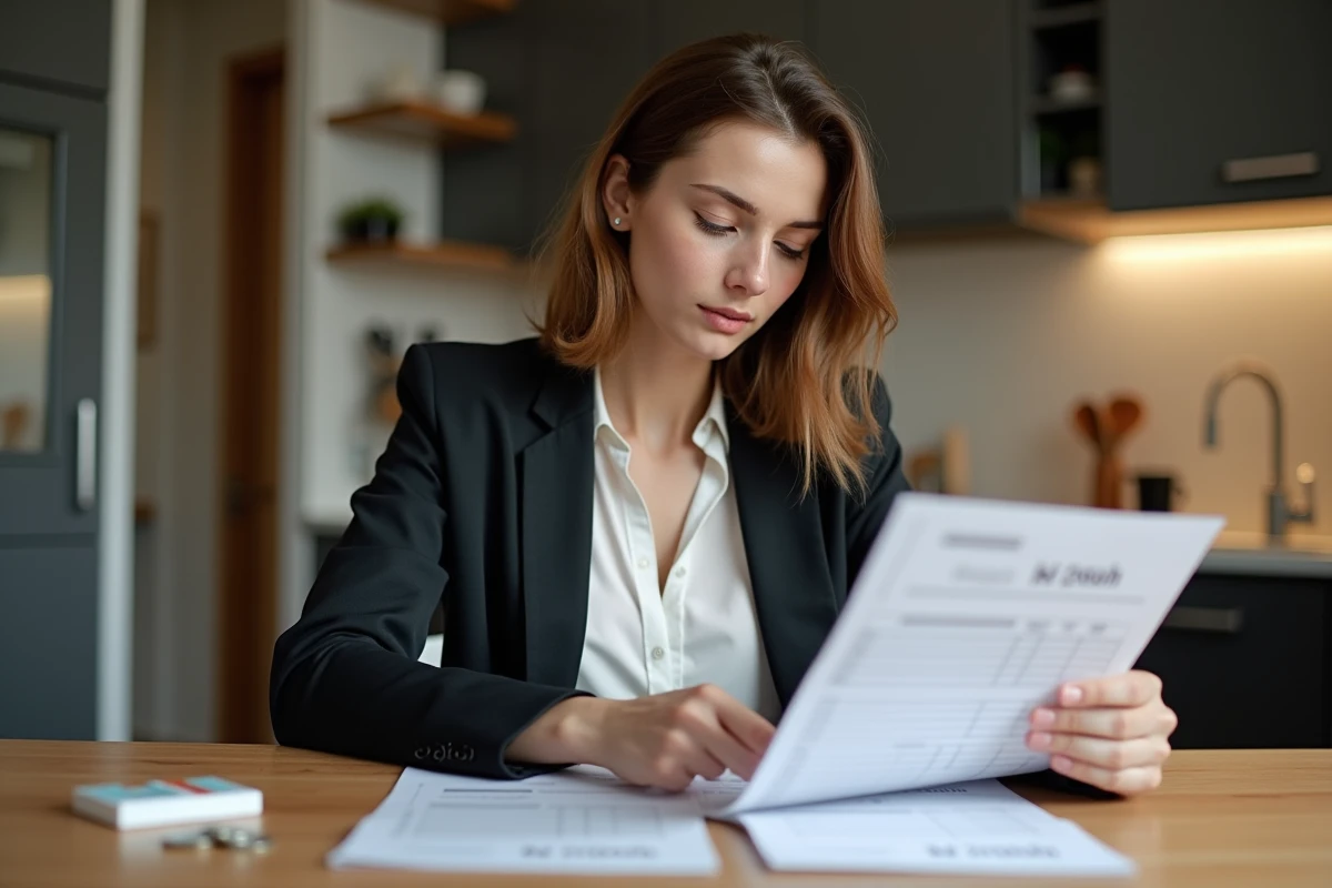 Jeune femme vérifiant son budget avec cigarettes à la maison