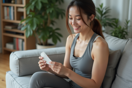 Jeune femme sportive appliquant un gel froid sur l'épaule